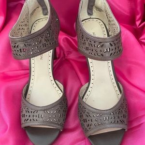 Taupe Floral Cutout Heels